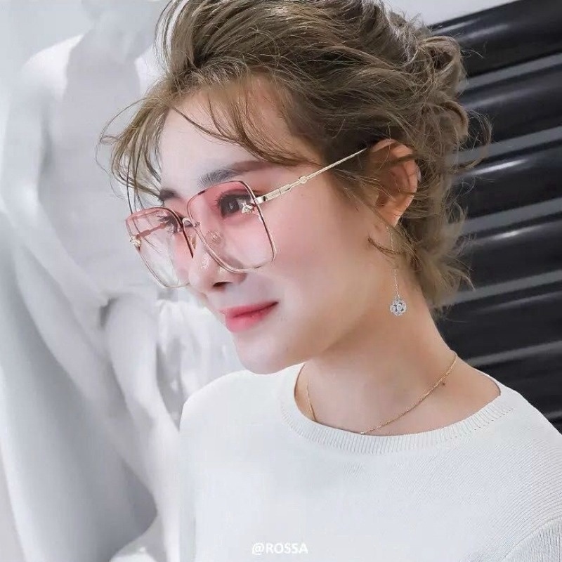 (YUZHU) Mode Barat Oversized Square Frame Polarized Gradient Sunglasses Vintage Fashion Logam Tanpa Bingkai Kacamata Wanita