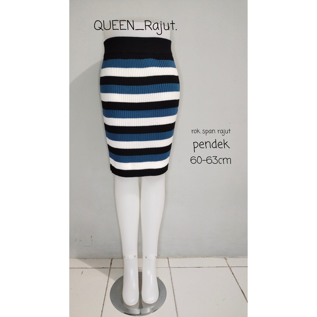 ROK SPAN RAJUT PENDEK RAINBOW 61-63CM PREMIUM