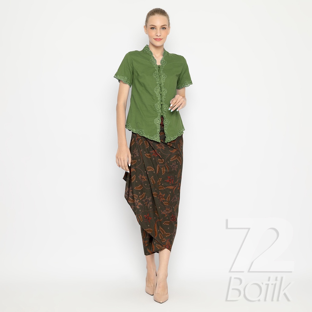 BATIK COUPLE MODERN Kemeja Rok Lilit Instan Batik Pria Lengan Panjang Premium Motif Elegant Warna Hijau Tua 721051 CAP 72