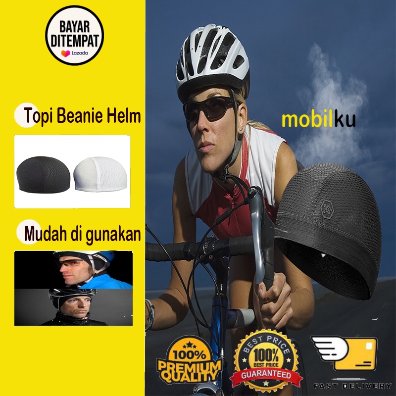 [BISA COD] Topi Cover Beanie dalam pelindung kepala helm motor sepeda inner cap