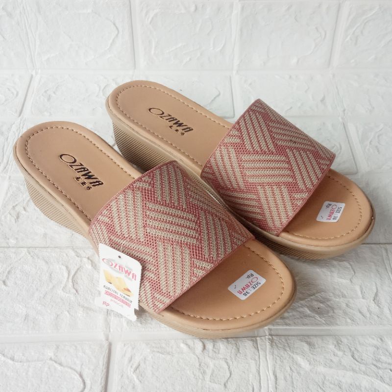 sandal selop wanita rajut import /wedges Sandal Slop Wanita Ozawa