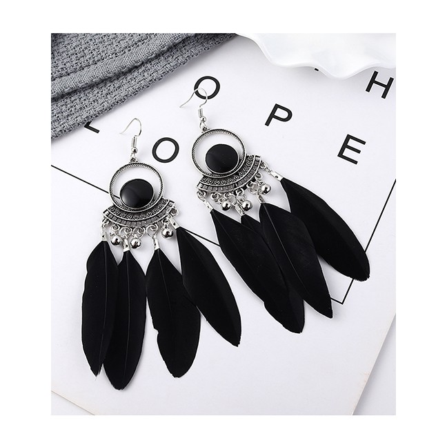 LRC Anting Gantung Fashion Feather Earrings Y62253