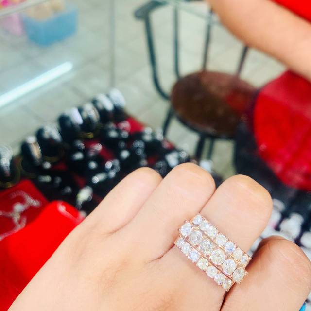 Cincin Baris 3 Tingkat Jumbo Berlian Medan Asli BMF