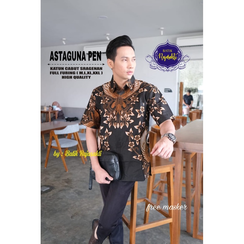 ASTAGUNA Kemeja Batik Pria Premum Full Furing Bahan Katun Halus Primisima Asli Batik solo