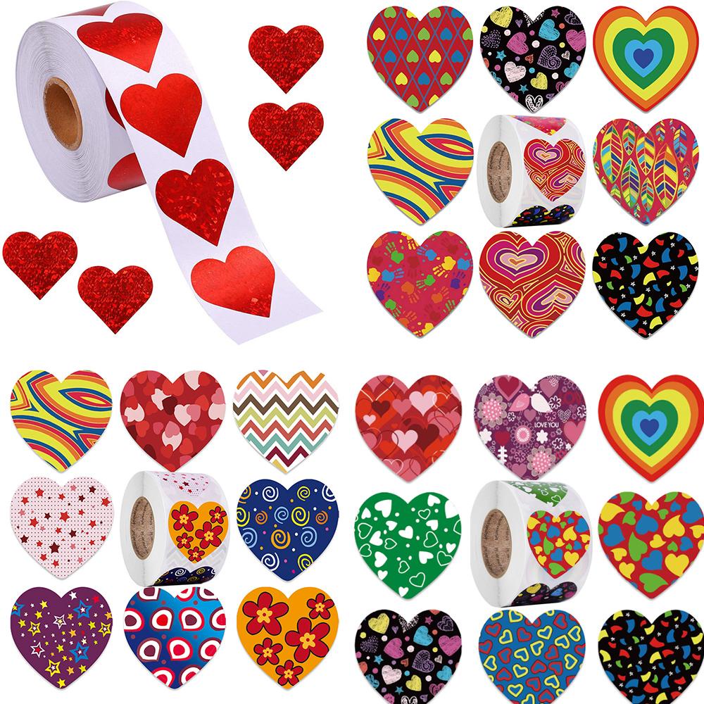 R-flower 500pcs/Roll Kertas Kemasan Stiker Scrapbooking Self-adhesive Valentine Day Gift Box Packing