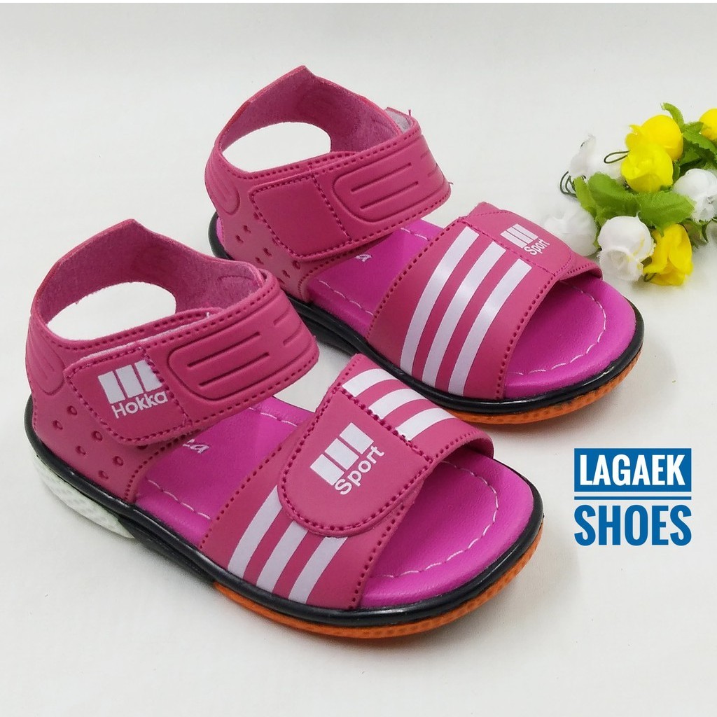 Sendal Anak Perempuan Umur 1 2 Tahun Tali FANTA - Sepatu Sendal Anak Cewek Alas Karet Anti Licin PINK TUA   Size 22 - 24