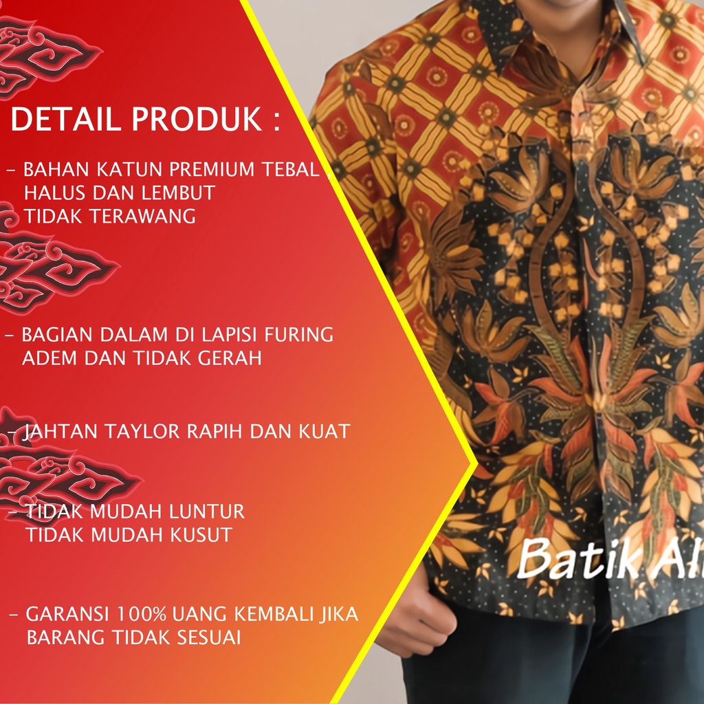 BAJU BATIK PREMIUM PRIA EXCLUSIF LENGAN PANJANG ALUNA KEMEJA BATIK PRIA REGULAR SOLO MODERN PCW 095