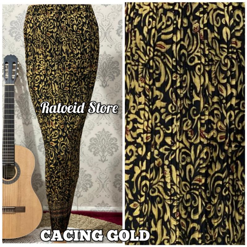 [200 Motif - Part 01] Rok Plisket Batik Panjang / Rok Batik / Rok Kebaya / Rok Wisuda / Bawahan Kebaya / Bawahan Batik / Rok Kondangan / Rok Pengantin / Rok Akad / Rok Lamaran / Rok Span / Rok Prisket Batik Jumbo Batik Production Original By Ratoeid Store-NO.21 Cacing gold