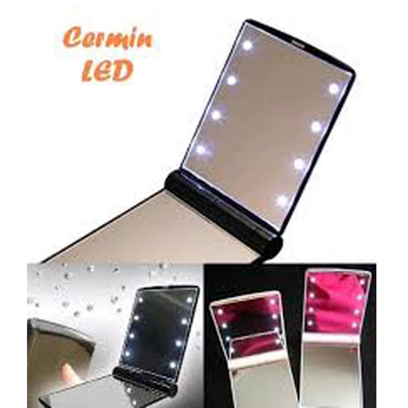 Cermin Rias Alat Make Up Kaca Rias LED 8 butir lampu LED Alat Rias Cermin Lipat