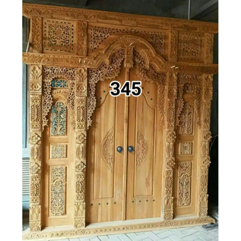 Kerajinan furniture, T 2,50 x L 2 m .KUSEN PINTU GEBYOK CHIRIKHAS JAWA .murah full jati ukir JEPARA