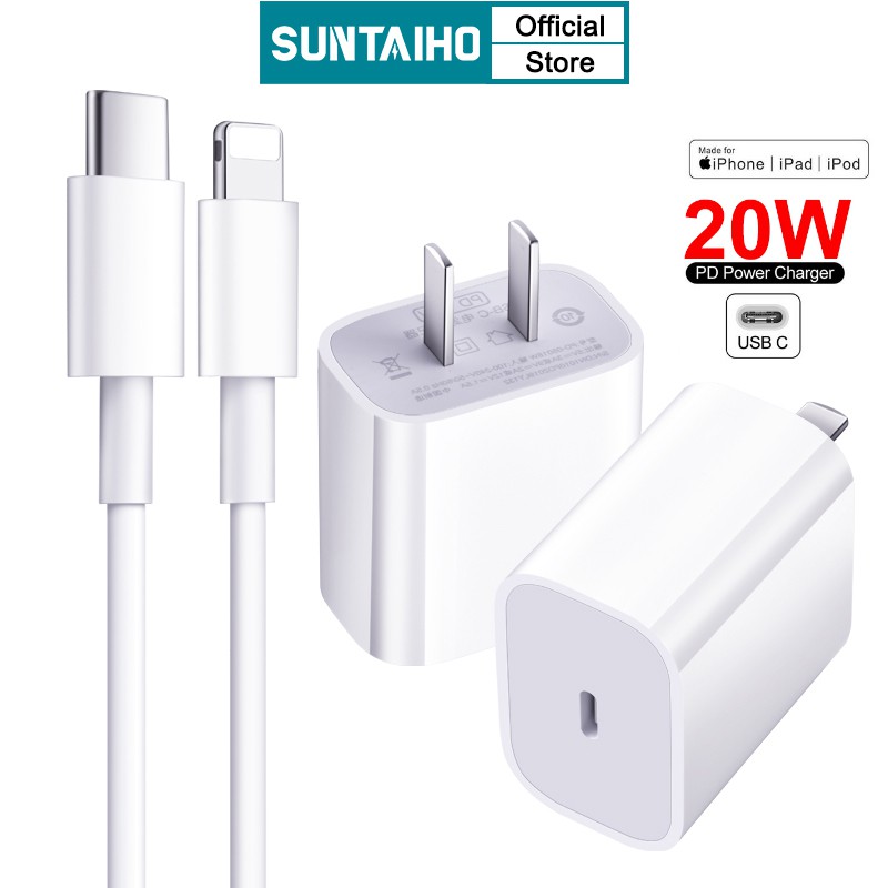 suntaiho adapter kabel charger usb tipe c 20w pd untuk iphone 12 mini pro max 11 pro   xs   xs max  