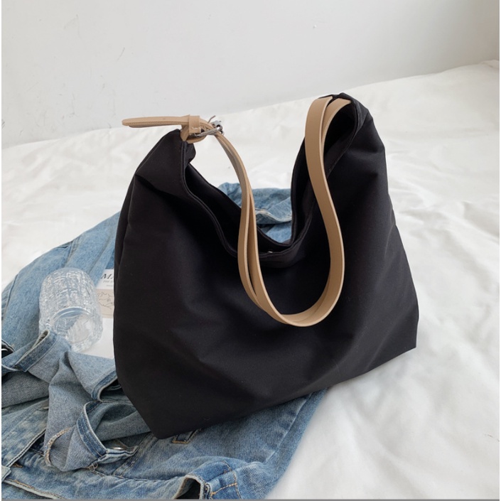 POLAR Tote bag Shoulder Bag Kanvas Wanita Pria Remaja Tali Gesper Polos Korean Vintage Lucu Button Dumpling Sekolah Kuliah Style Chikoisme (RSL)