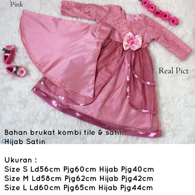 Gamis Anak Brukat Kombinasi Satin / Dress Anak Brukat