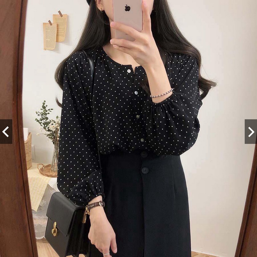 MIsan Kayoung Polka Top | Blouse Wanita Terbaru