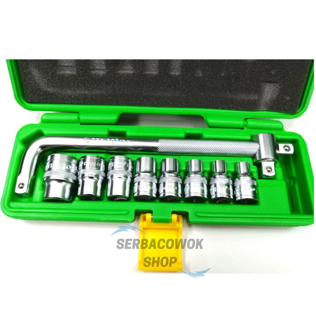 Tekiro Kunci Sock Set 10 Pcs 1/2 Inch DR 6 PT 12 PT 8 - 24 MM Box Plastik Termurah Berkualitas