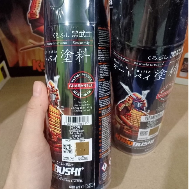 Samurai Paint Kurobushi Cat Semprot Pilox Pilok Warna Hitam Metalik / Twinkling Black (H225*) 400ml