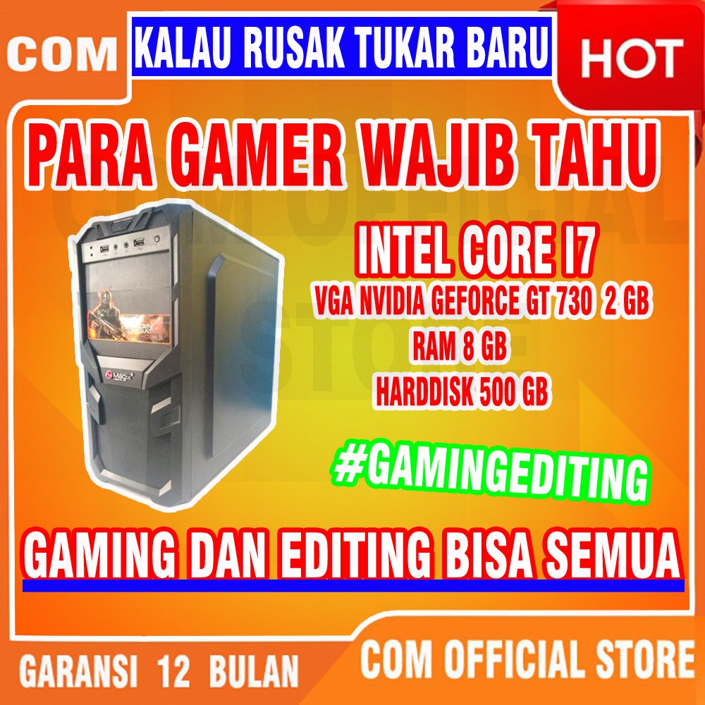 Bergaransi (GGP) cpu pc computer komputer CORE I7 8GB rakitan GAMING EDITING DESAIN MURAH TAHAN LAMA