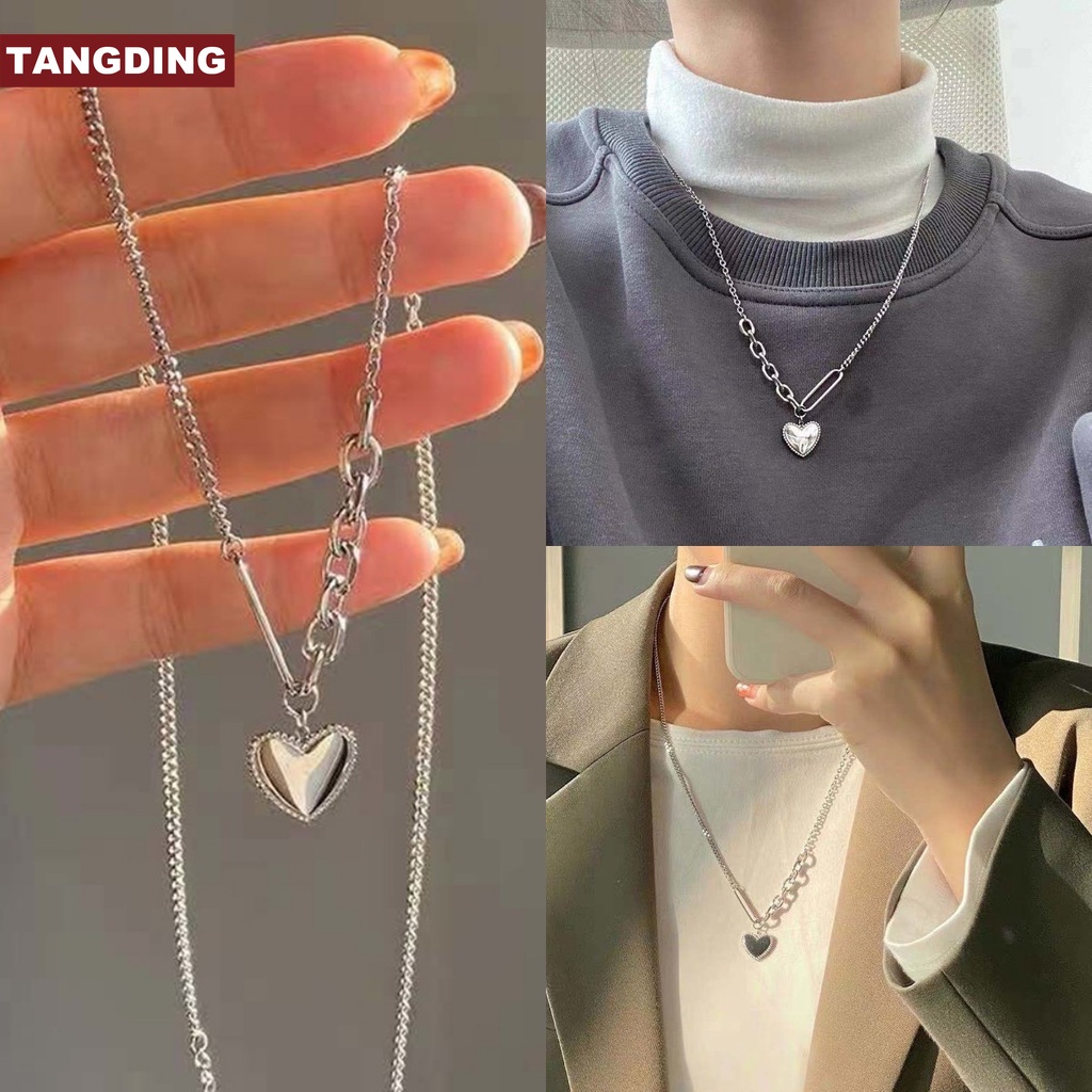 【COD Tangding】Love Pendant Necklace Female INS Trend Hip Hop Punk Hoodie Sweater Chain Korea Fashion Necklace