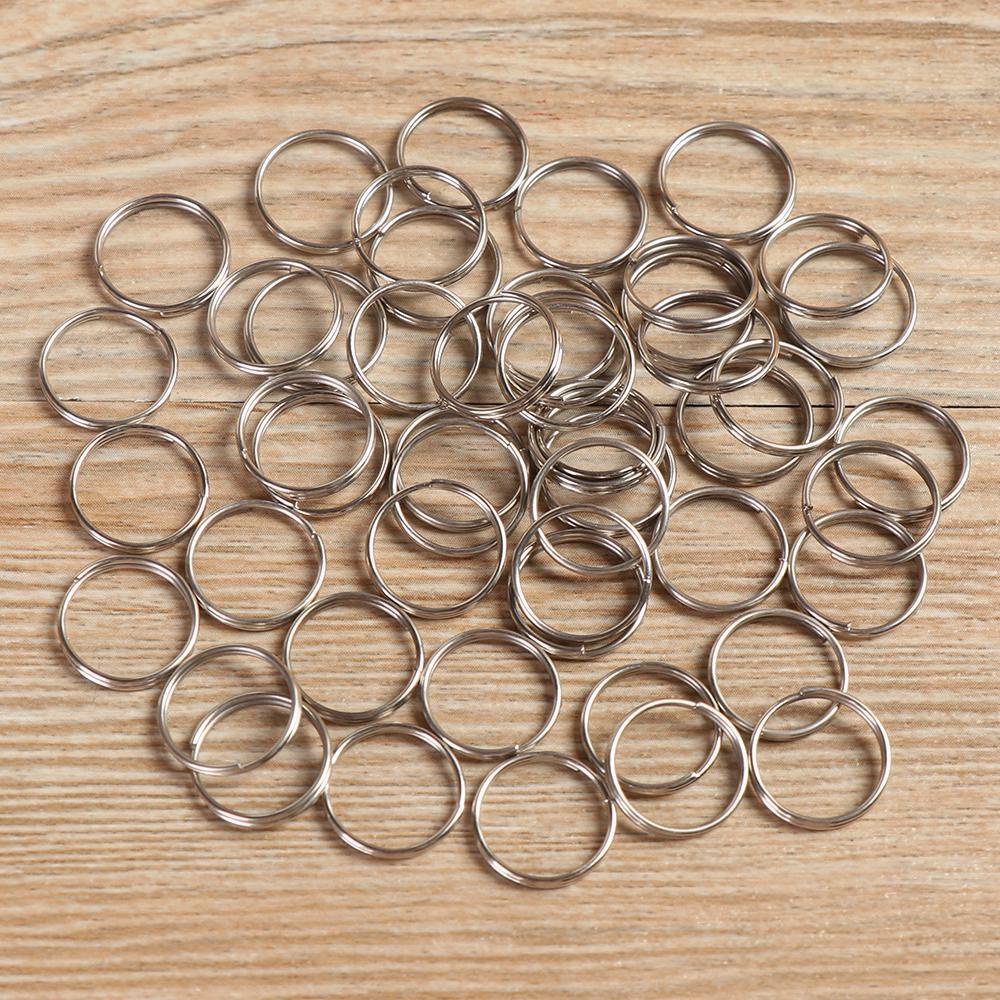 Nanas 50 Pcs Gantungan Kunci Cincin Stainless Steel Alloy Tag Sekrup Lock Outdoor Camping Keyring Lingkaran Loop