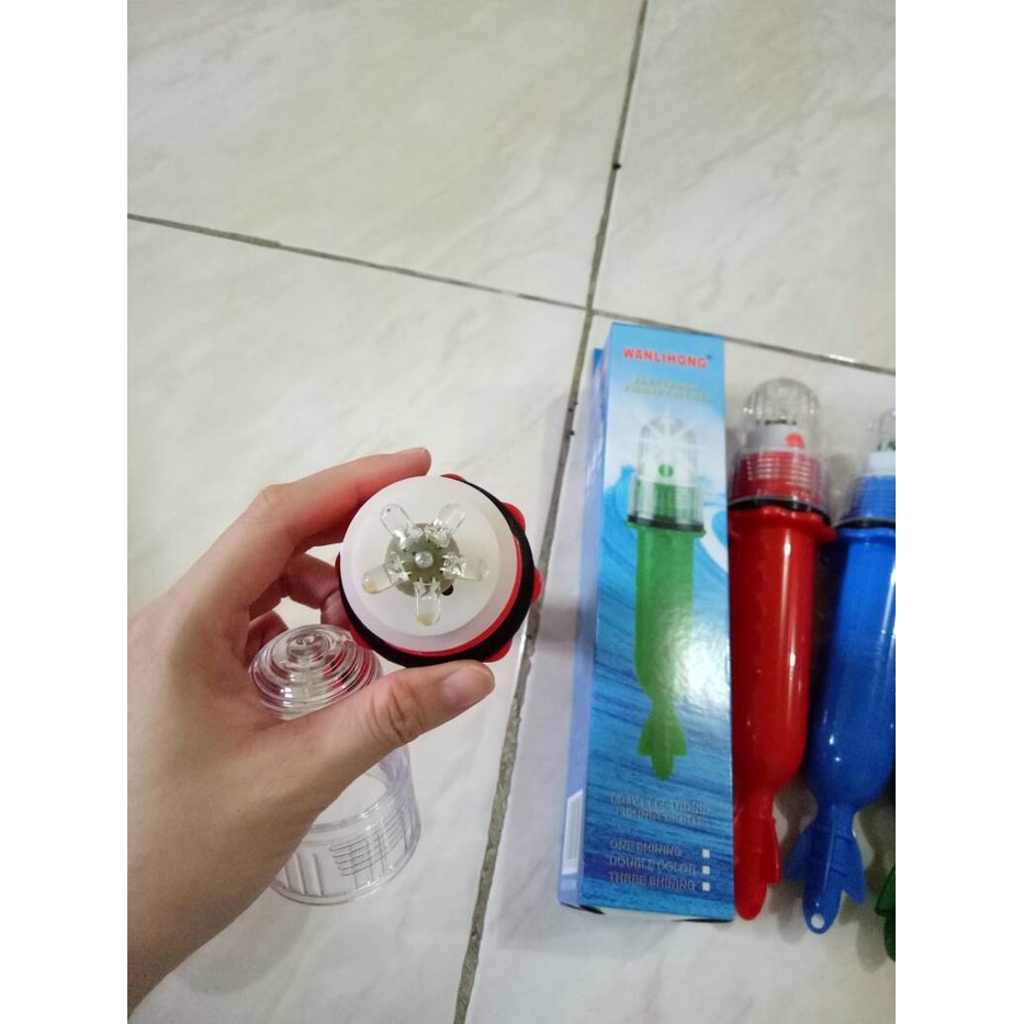 LAMPU TORPEDO NELAYAN 5 LED 2 BATERAI - LAMPU SINYAL KAPAL LAMPU JARING 1 WARNA WANLIHONG ORIGINAL