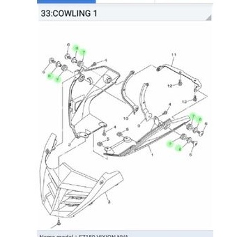 Gromet dan collar bosh baut cover engine yamaha Vixion NVA original