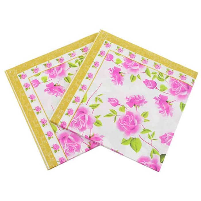 Decoupage Napkin - Tissue Decoupage 2Ply FL-Pink Rose with Border