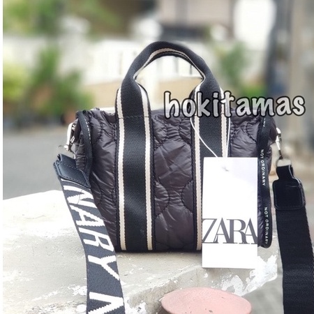 TAS SELEMPANG WANITA ZR TOTE MINI NILON WITH SLOGAN DETAIL