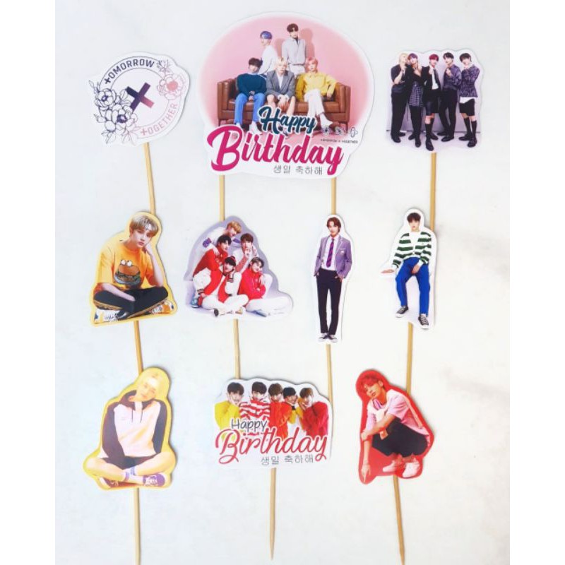 TXT Birthday Cake Topper 1 set isi 10 pc