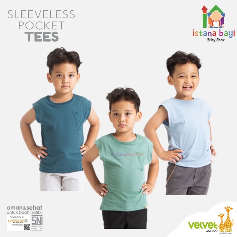 Velvet Junior Aircool Pocket Tee Anak Boy &amp; Girl /Velvet Ruffle Tee 2-5 Tahun / Kaos Anak