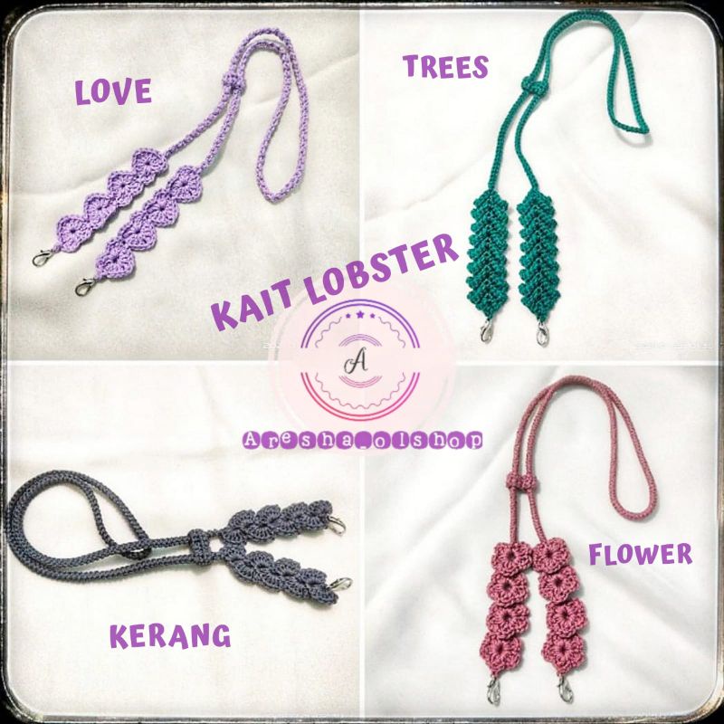 Strap Masker Hijab Handmade 2in1 Kalung Tali Rajut/Konektor Masker/Tali Pengait Masker