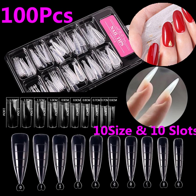 [FULL] 100Pcs Nail Forms Full Cover Gel Mold Tips Nail Extension Diy Nails Accessories