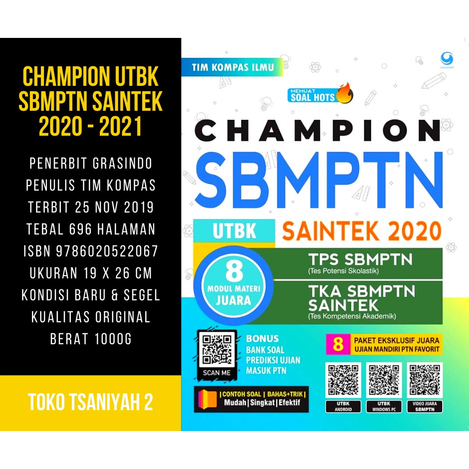 Buku Champion Utbk Sbmptn Saintek 2020 2021 Tim Kompas Ilmu Soal