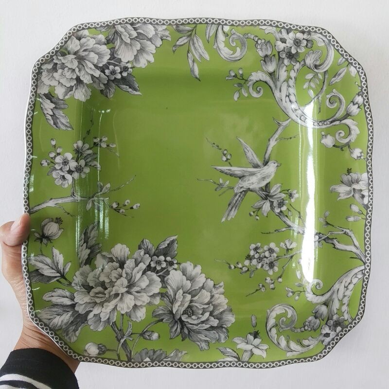 GREEN ADELAIDE SQUARE DINNER PLATE PIRING KERAMIK HIAS SANGO PIRING SAJI LAUK MAKAN HAMPERS GIFT