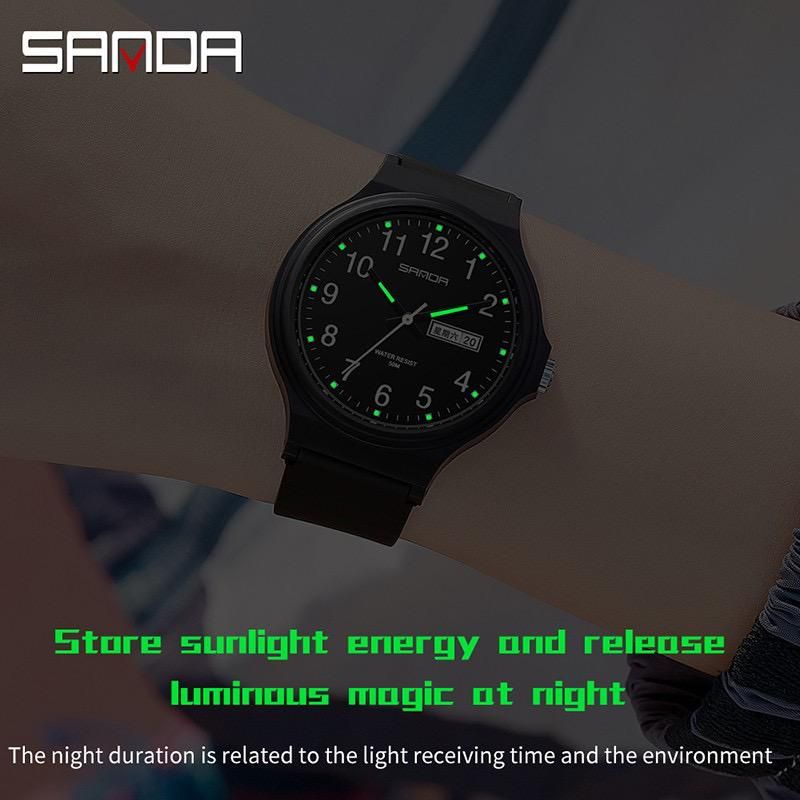 Mantul Jam Tangan SANDA Jam Tangan Wanita Pria Analog Sport Tali Rubber Luminous WATCHKITE WKOS