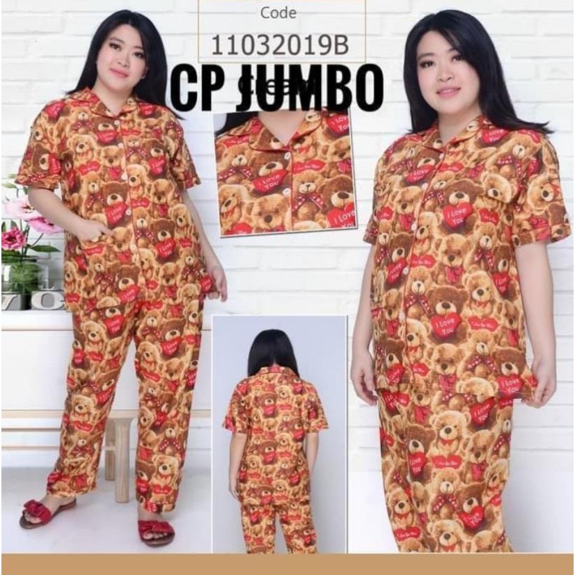LFF Piyama CP Jumbo Wanita Dewasa-Teddy Love