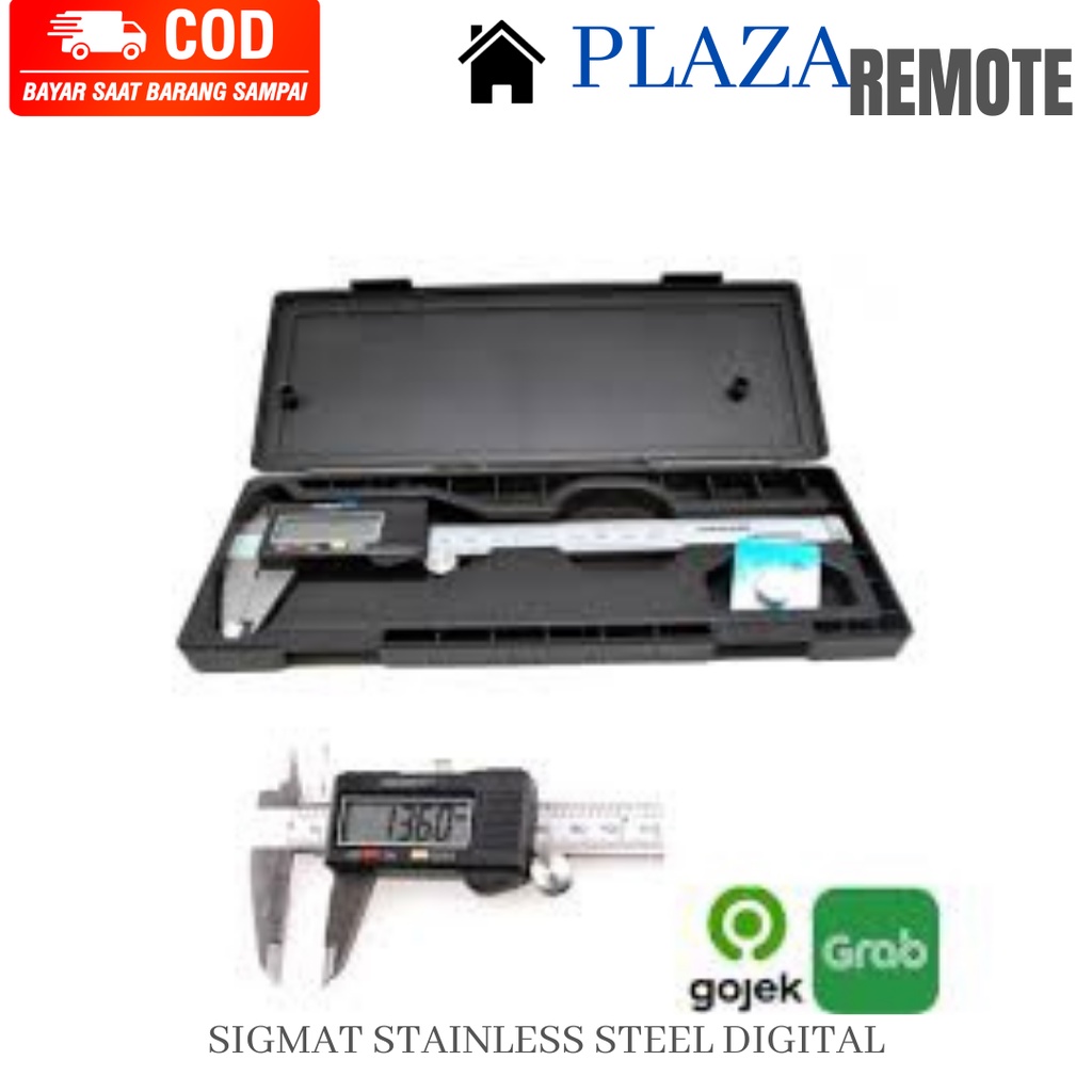 SIGMAT DIGITAL JANGKA SORONG BESI STAINLESS STEEL 150 MM MICROMETER PENGGARIS PLUS BATERAI PREMIUM BOX