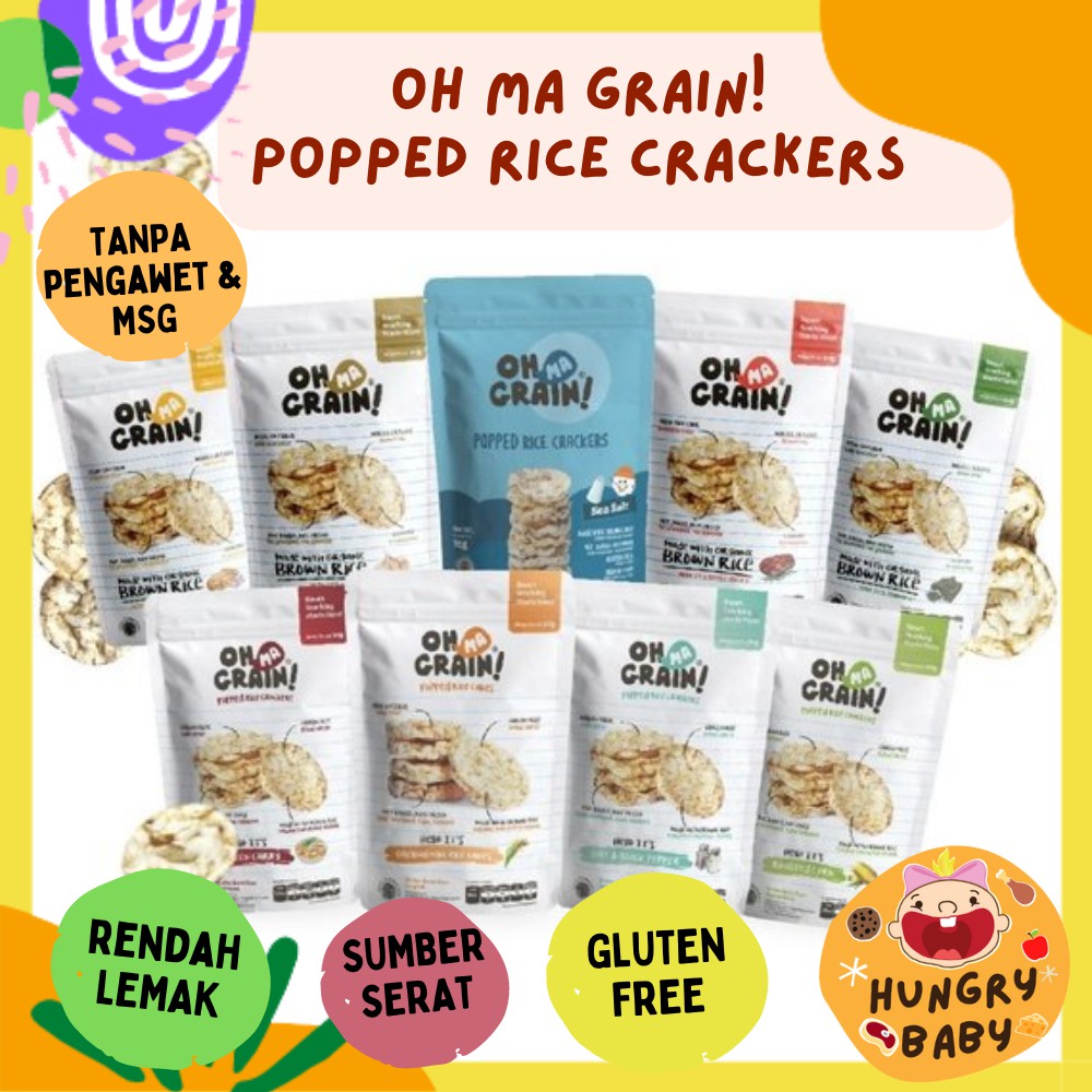 Oh Ma Grain Keripik Beras 50 g / Oh Ma Grain! Popped Rice Crackers / Cemilan Sehat Anak / Snack Bayi