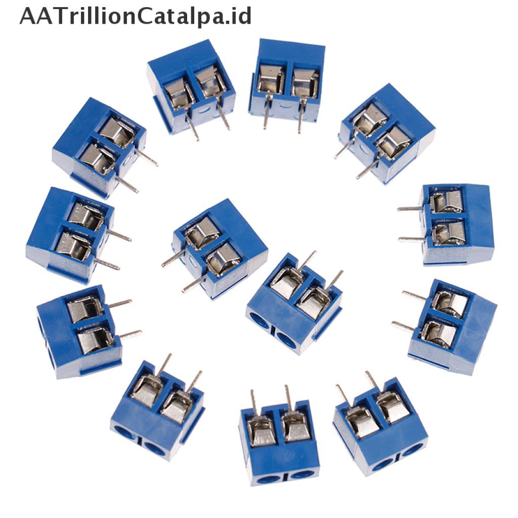 【AATrillionCatalpa】 10Pcs blue 2-pin pitch screw terminal block connector 5.08mm panel pcb mount  ID