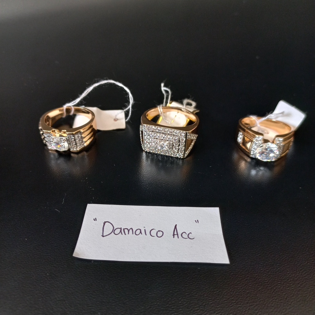 Cincin Titanium Pria Lapis Emas Anti Karat