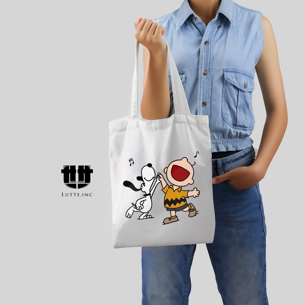 NEW Totebag Kanvas Premium Snoopy Tote bag Wanita Lutte.inc