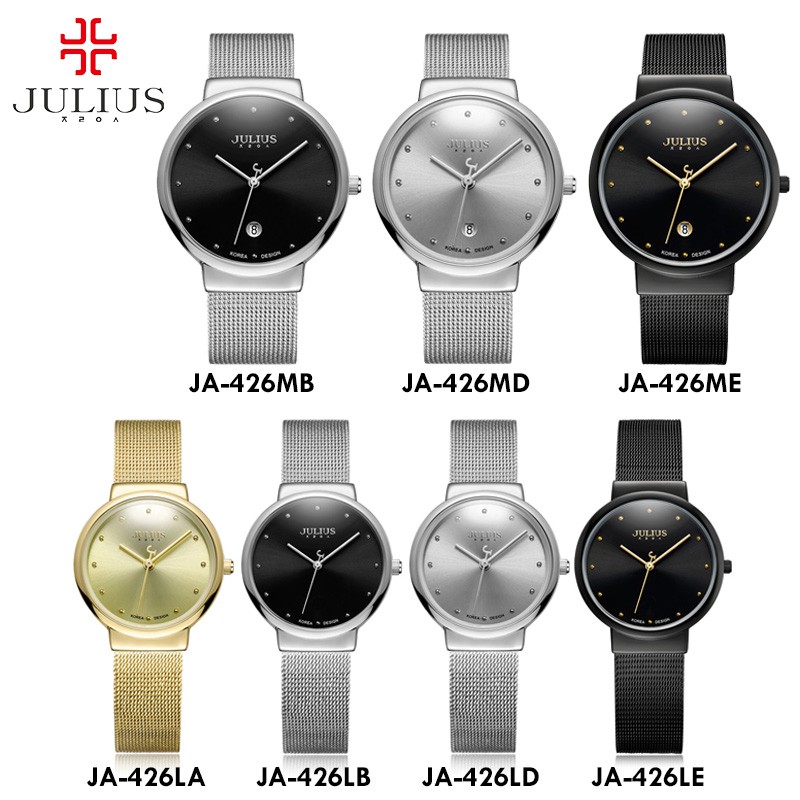 Julius JA-426 / JA426 Jam Tangan Wanita Unisex Korea Original Stainless Steel Silver Gold Black