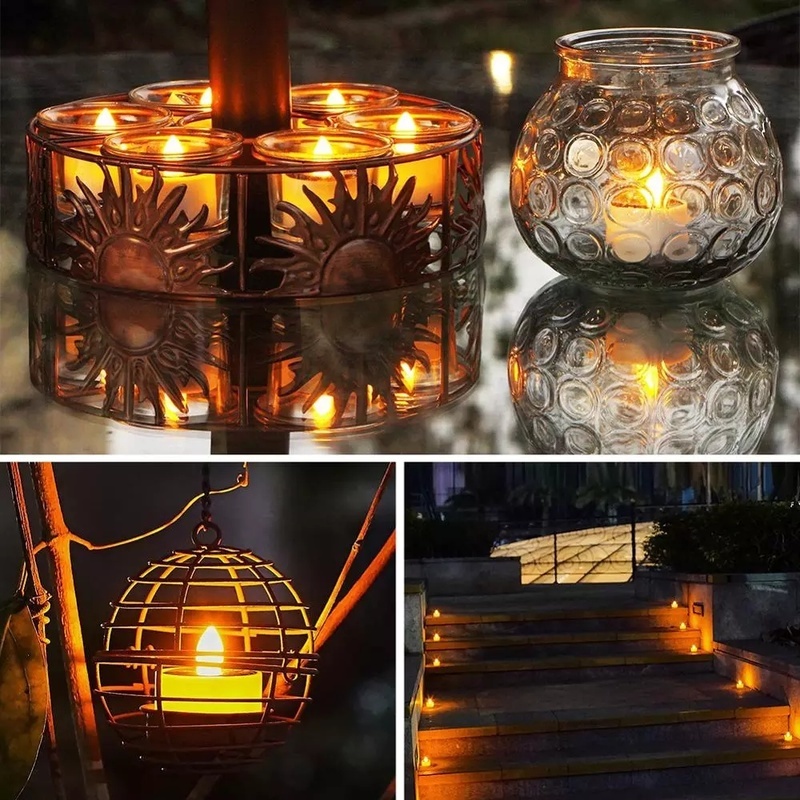 Surya Lampu Lilin LED Romantis Flameless Kedap Kedip Tanpa Asap Lampu Lilin Hias Tahan Air Lilin Plastik Elektronik Untuk Rumah Natal Festival Pernikahan Pesta Dekorasi