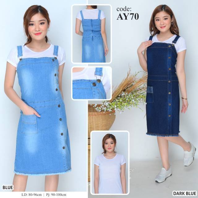 Overal jeans rok kodok pendek AY-70