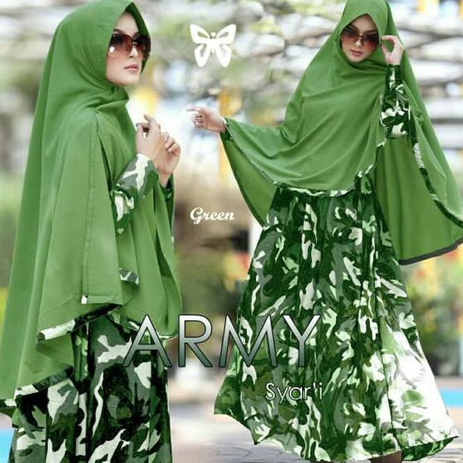 Gamis / Baju Wanita Muslim Army Syari /Fashion Muslim Wanita