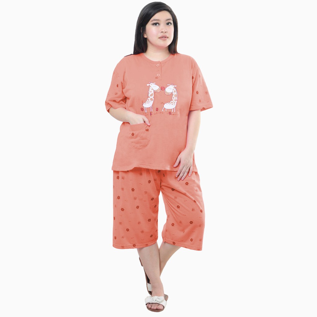 Stelan Baju Tidur Tangan Pendek Wanita BIG SIZE - XSHOP Wanda