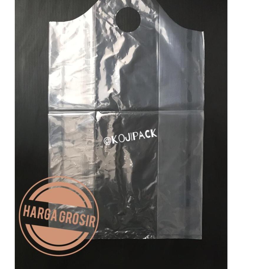 ☟ Kantong Shopping Bag Plastik PE Diamond ukuran 30 Plong Gunung Bening untuk Box Makanan Donat Pizz