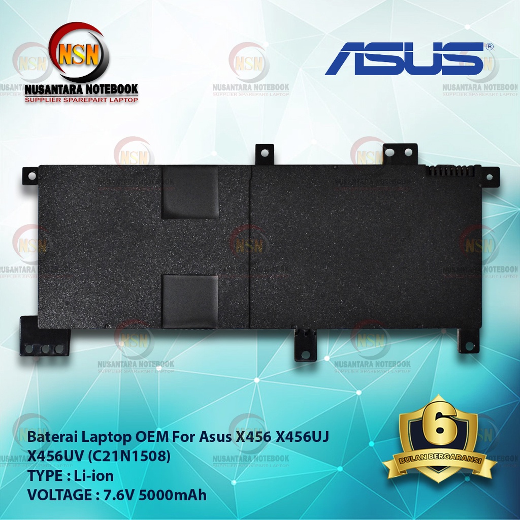 Baterai OEM Laptop For Asus X456 X456UJ X456UV C21N1508 7.6V 5000mAh