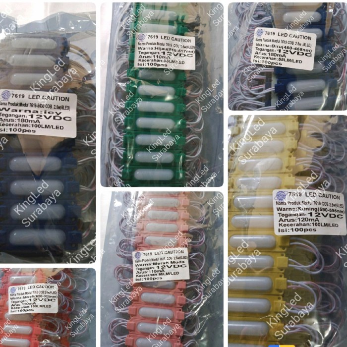 (100 PCS) Modul Dof SMD 5630 6 LED 12V Tipe 7619 Waterproof SMD5630