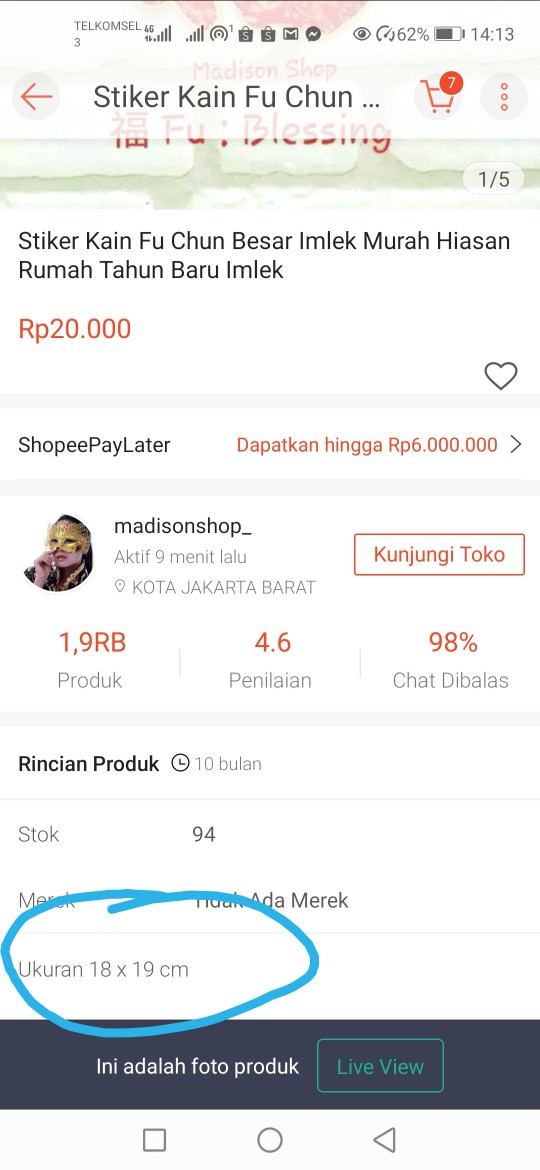 Stiker Kain Fu Chun Besar Imlek Murah Hiasan Rumah Tahun Baru Imlek