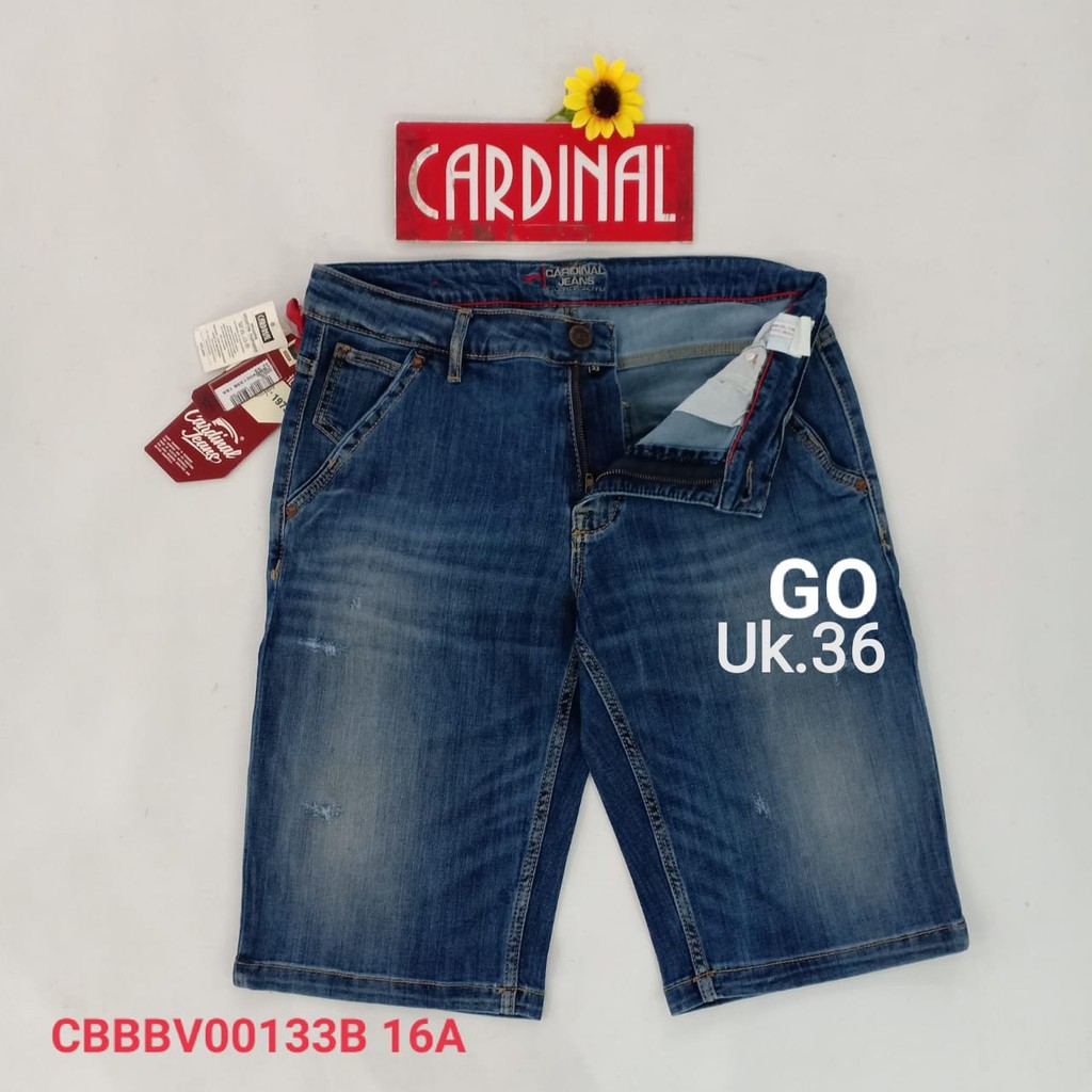 BB 36 CARDINAL CBBBV Celana Pendek Cowok Dewasa Jeans Bermuda Casual Sobek Slimfit Reguler Fit